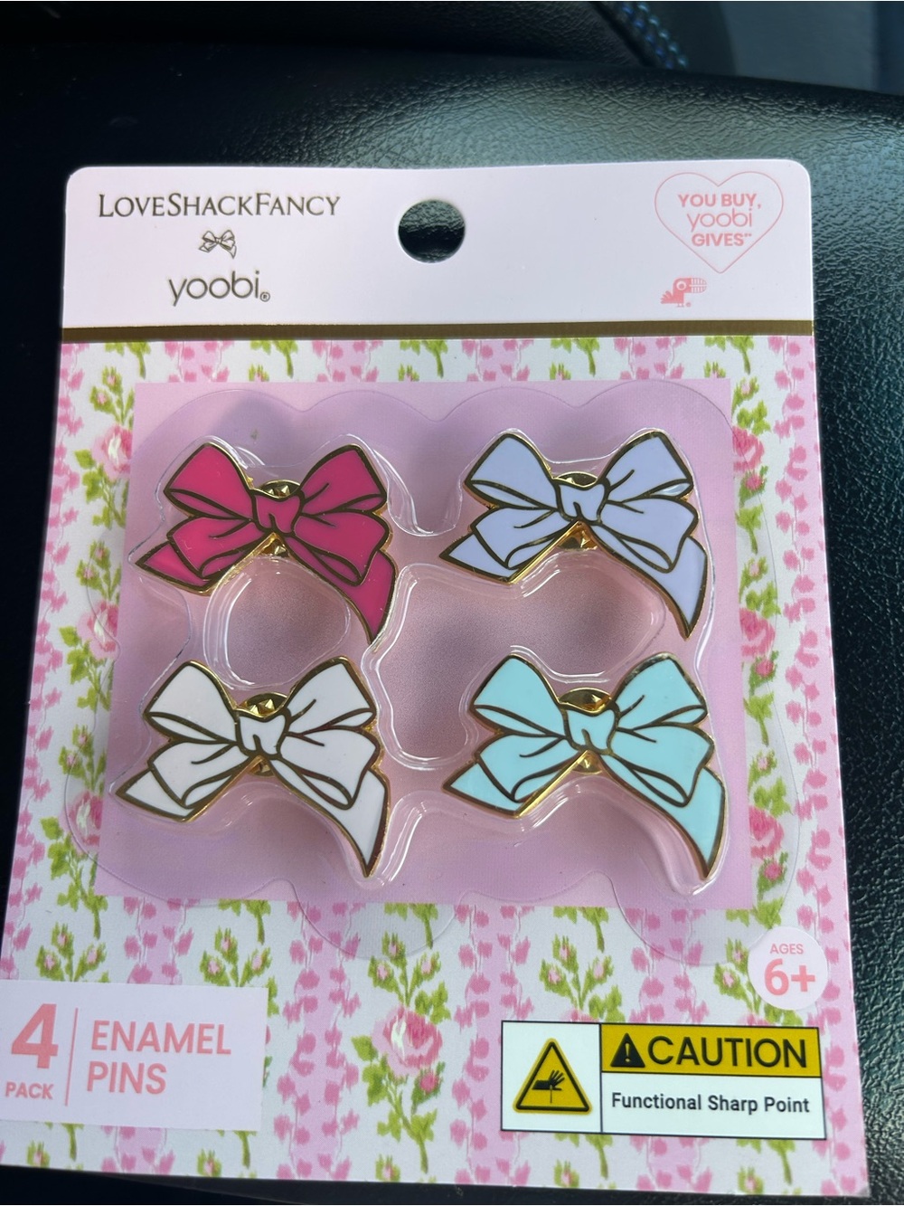 LoveShackFancy Kids Enamel Bow Pins - Pink, Light Blue, White, Magenta